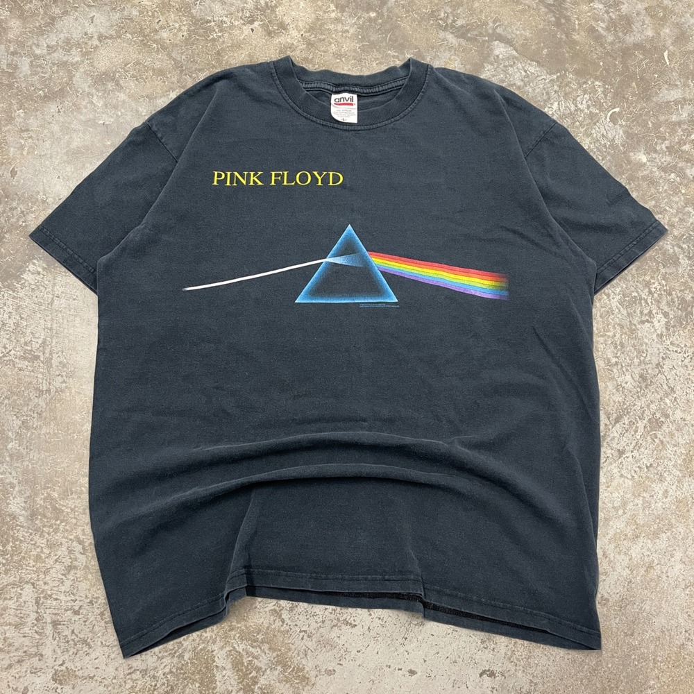 Vintage Pink Floyd Dark Side of the Moon T Shirt Mens Large Black Anvil 2000s